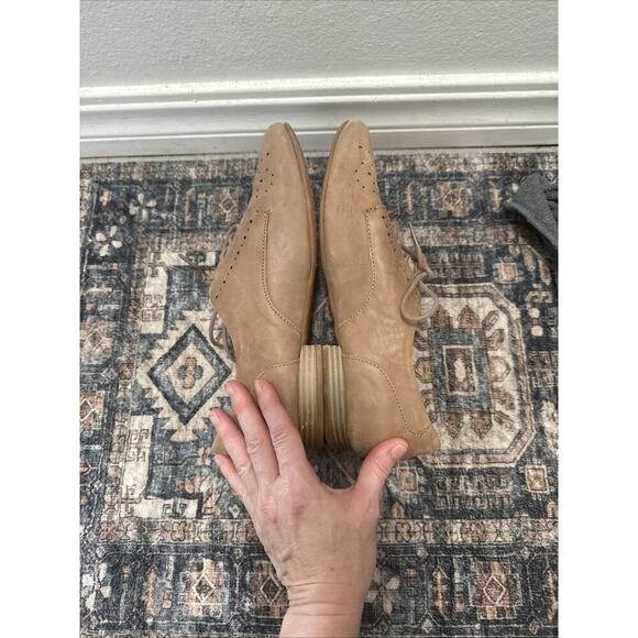 boc Beige Leather Lace Up Loafers Sz 10 M Derby Cottagecore Oxford Women Shoes - Picture 4 of 5